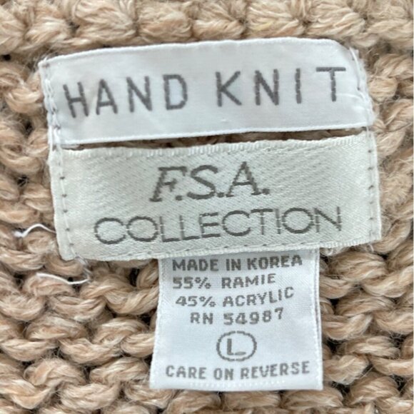 Vtg FSA Collection Hand Knit Sweater Vest Large Patchwork Cable Knit Cottagecore - Picture 4 of 9